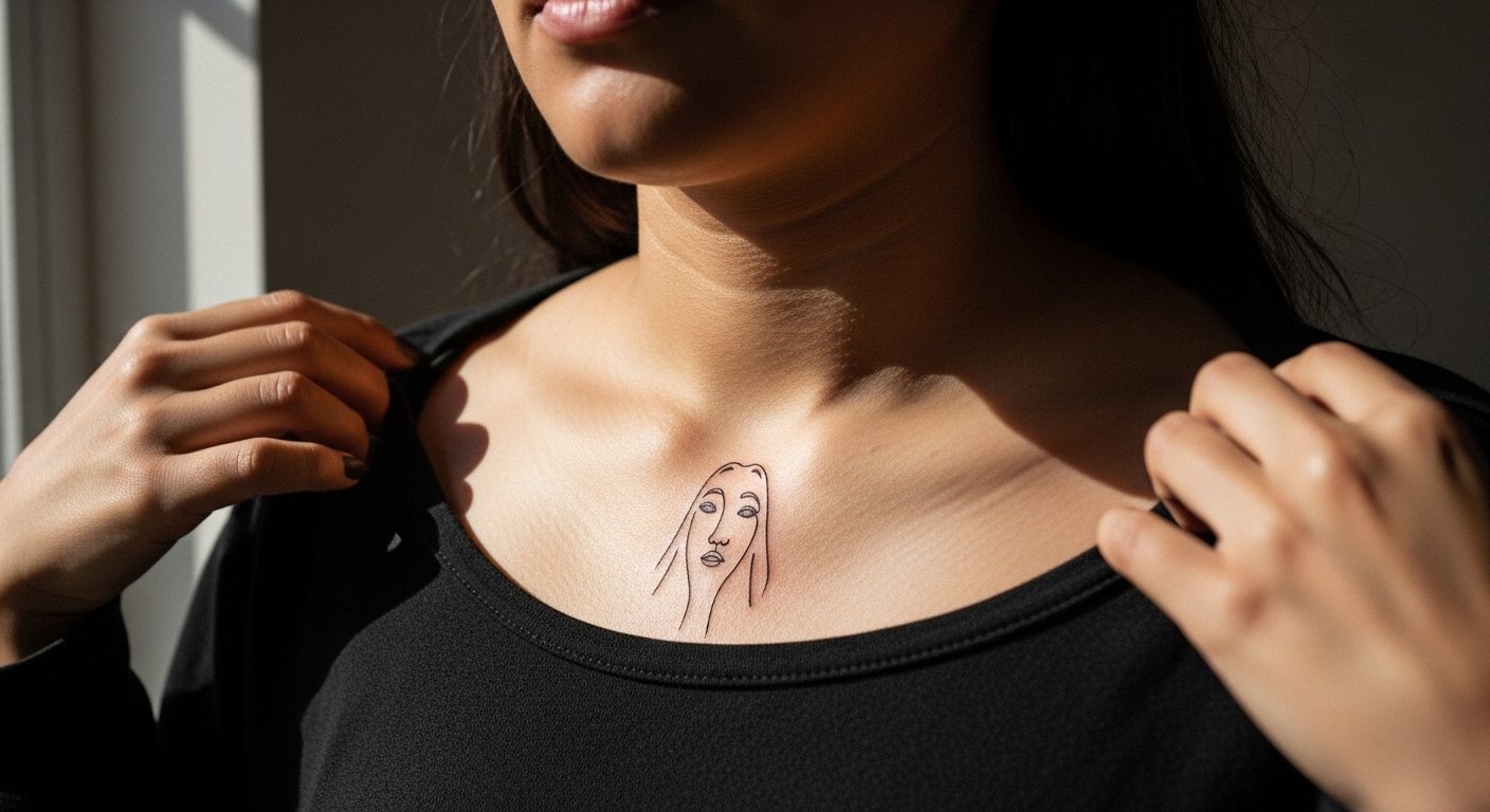 17 Minimalist Minimal Line Ghost Face Tattoo Ideas