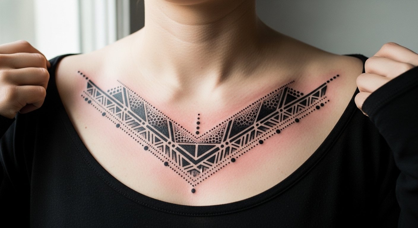 17 Bold Geometric Throat Tattoo Ideas for Men